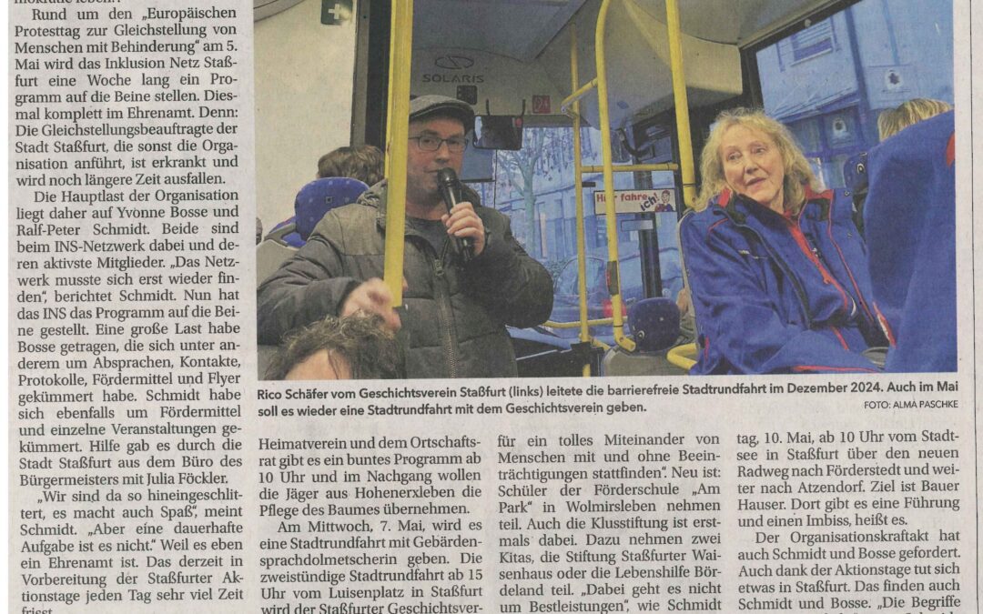 11.04.2025 Volksstimme „Neue Schwerpunkte“ 17.Staßfurter Aktionstage des Inklusion Netz Staßfurt