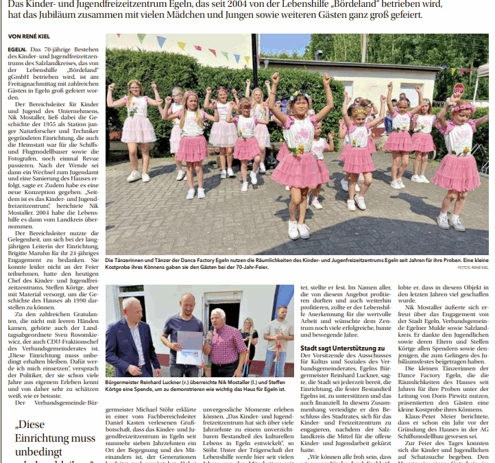 11.06.2025 – Volksstimme „Seit 70 Jahren ein Ort der Begegnung“
