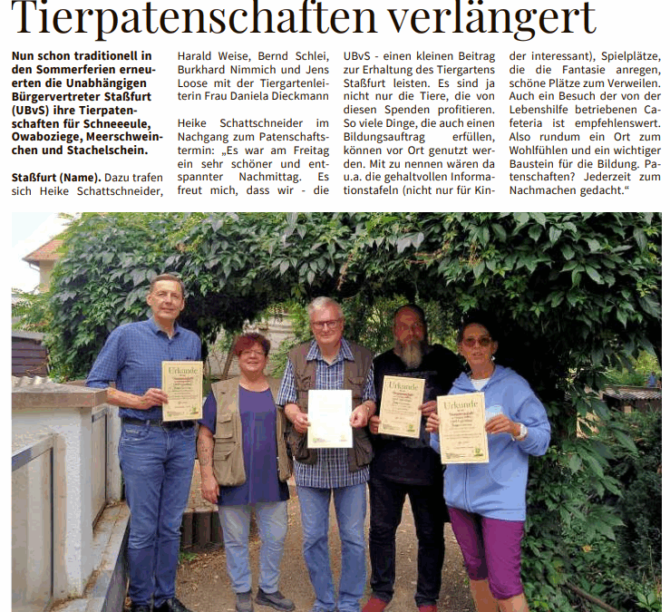 02.08.2025 – Generalanzeiger „Tierpatenschaften verlängert“