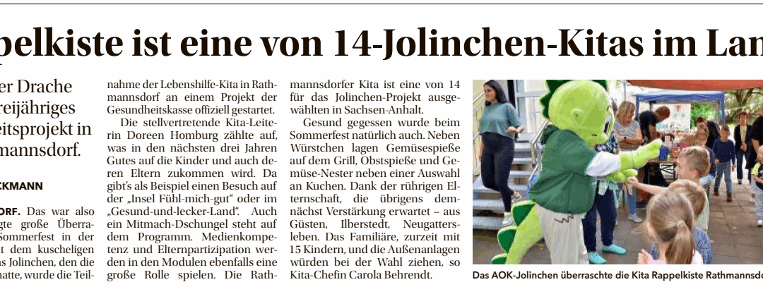 03.09.2025 – Volksstimme „Rappelkiste ist eine von 14-Jolinchen-Kitas im Land“