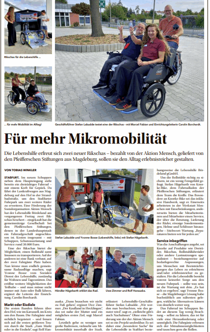 23.09.2025 – Volksstimme „Für mehr Mikromobilität“